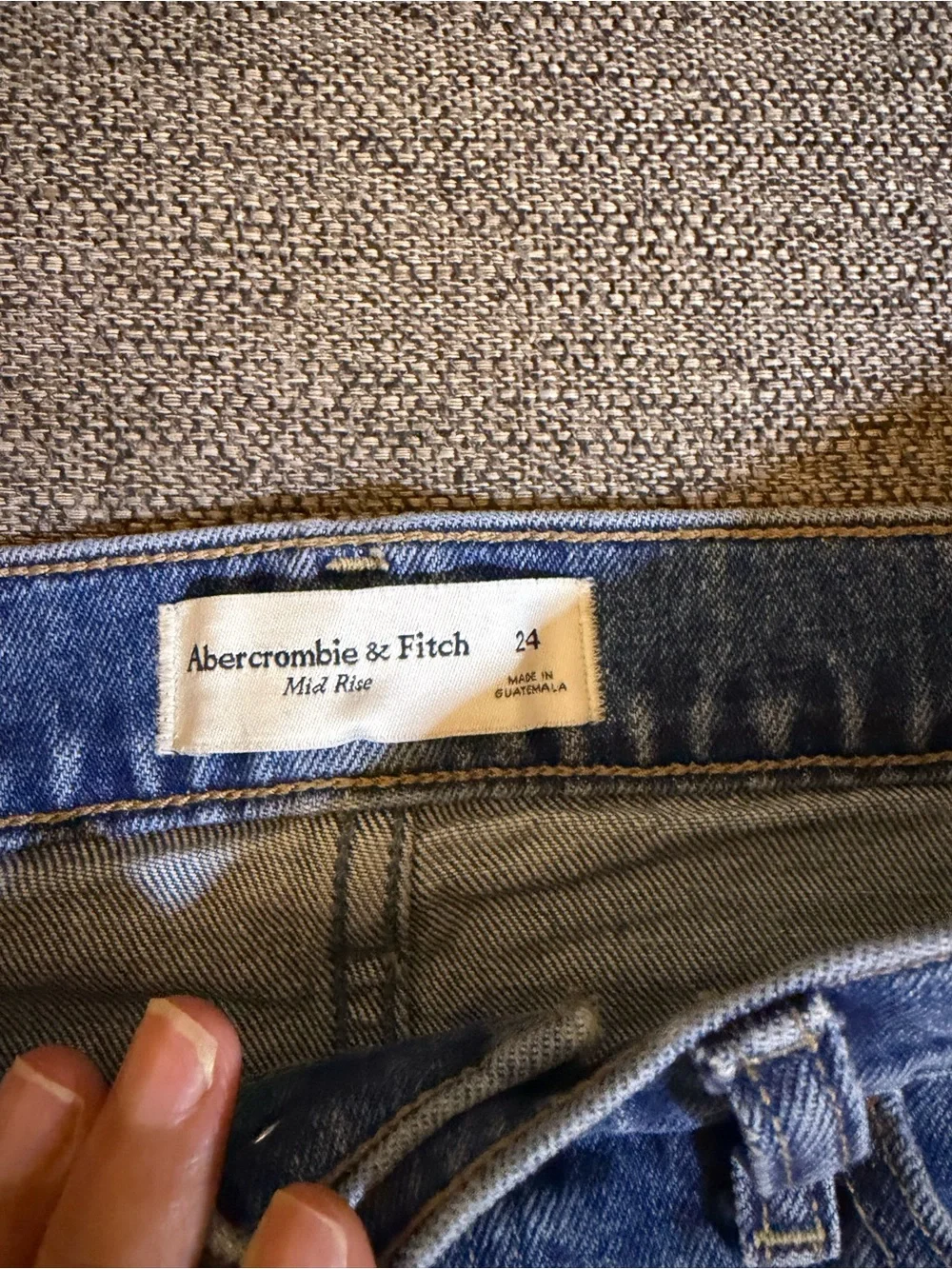 Abercrombie & Fitch Blue Denim Mini Skirt with Cherry Embroidery